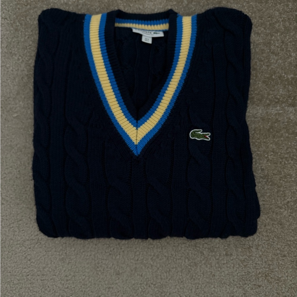 LACOSTE Navy Long Sleeve Knit Sweater